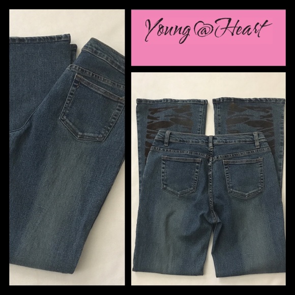 Y2K Blue Jeans Flares With Velour Detail - Picture 5 of 9